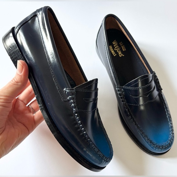 Bass Weejuns Blue Whitney Ombré Leather Slip On Penny Loafers - Picture 2 of 11